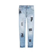 Palm Angels Logo Patches Jeans Light Blue