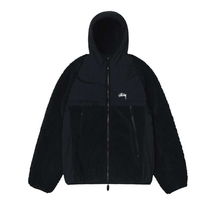 Stussy Sherpa Paneled Hooded Jacket Black