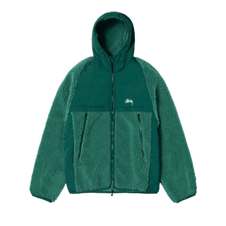 Stussy Sherpa Paneled Hooded Jacket Teal