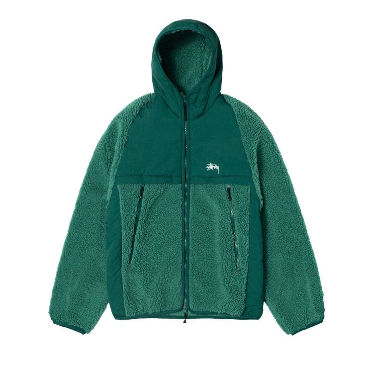 Stussy Sherpa Paneled Hooded Jacket Teal