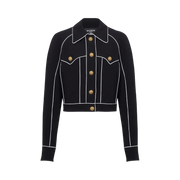 Balmain Buttoned Contrasted Western Crepe Jacket Black