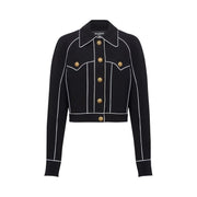 Balmain Buttoned Contrasted Western Crepe Jacket Black