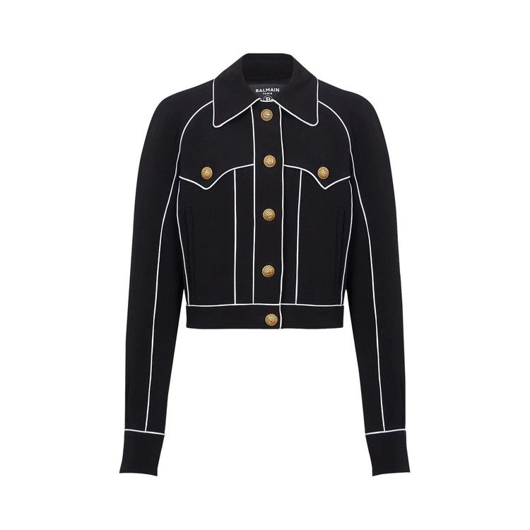 Balmain Buttoned Contrasted Western Crepe Jacket Black