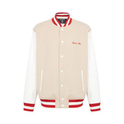 Balmain Bicolor Signature Varsity Jacket Ivory/Off White/Red