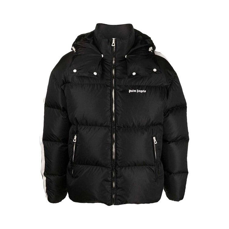 Palm Angels Hooded Track Down Jacket Black/White
