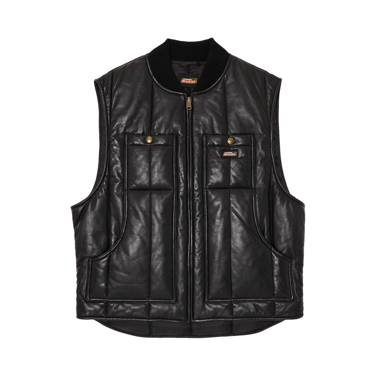 Supreme x Dickies Leather Work Vest Black