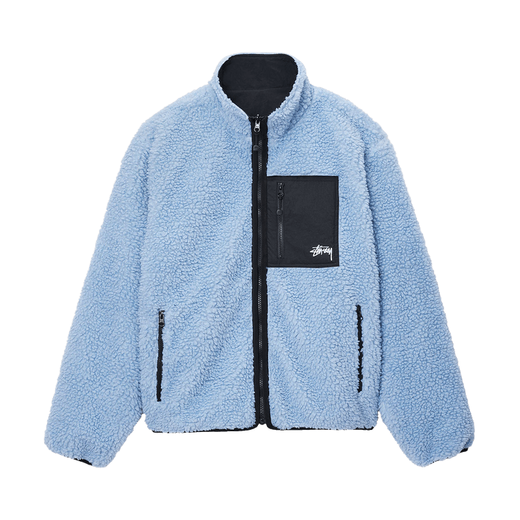 Stussy Sherpa Reversible Jacket Light Denim
