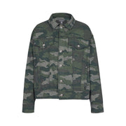 Balmain Camouflage Monogram Western Denim Jacket Multicolor/Khaki