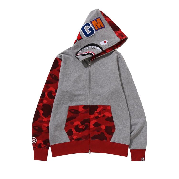 BAPE Color Camo Shark Full Zip Hoodie Red