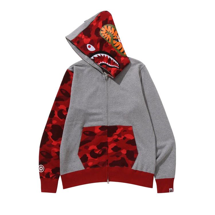 BAPE Color Camo Shark Full Zip Hoodie Red