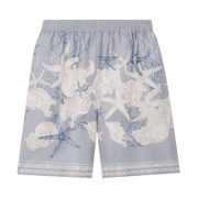 Versace Printed Silk Twill Shorts Concrete/Dusty Blue/Bone