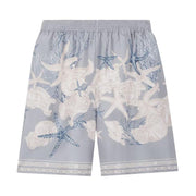 Versace Printed Silk Twill Shorts Concrete/Dusty Blue/Bone