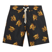 Palm Angels Burning Monogram Swim Shorts Black/Gold