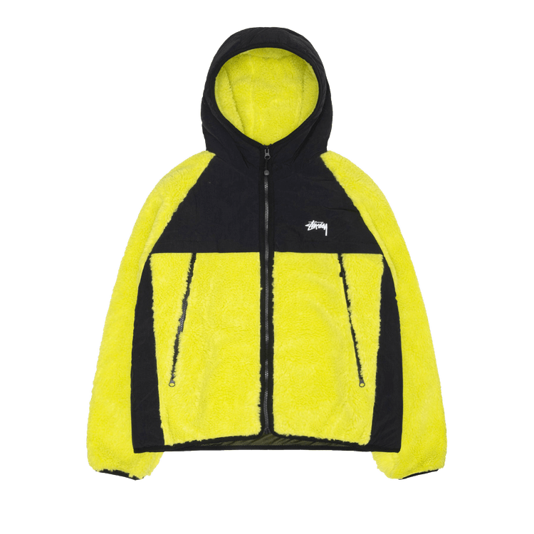 Stussy Sherpa Paneled Hooded Jacket Lime
