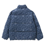 BAPE Denim Monogram Puffer Down Jacket Blue