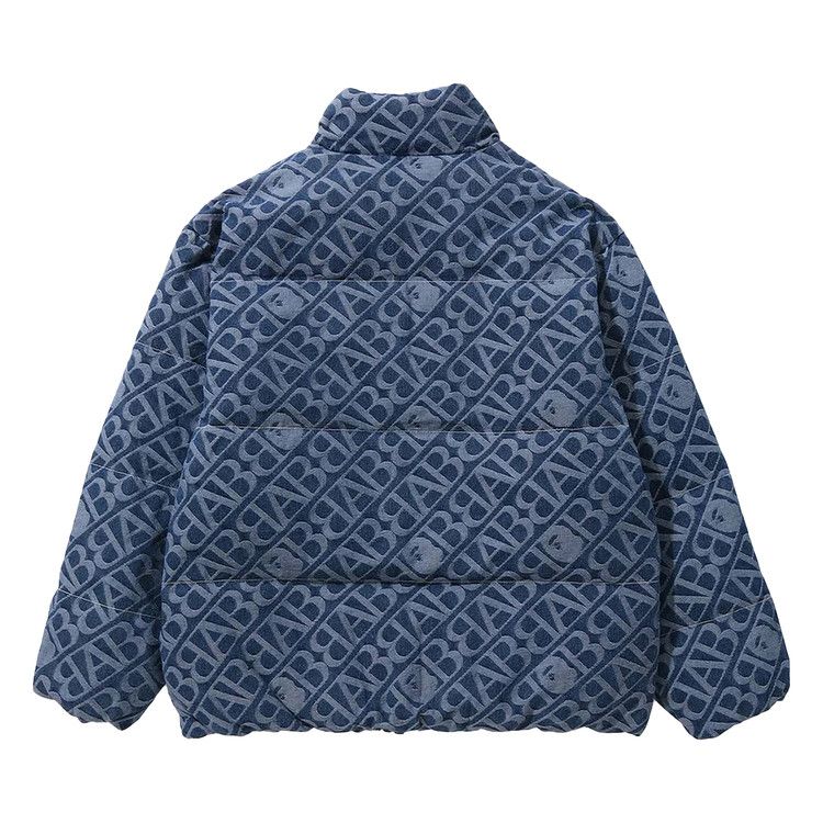 BAPE Denim Monogram Puffer Down Jacket Blue