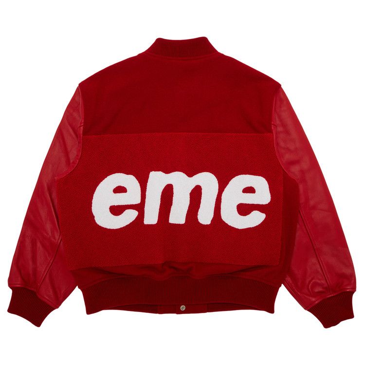 Supreme Big Logo Chenille Varsity Jacket Red
