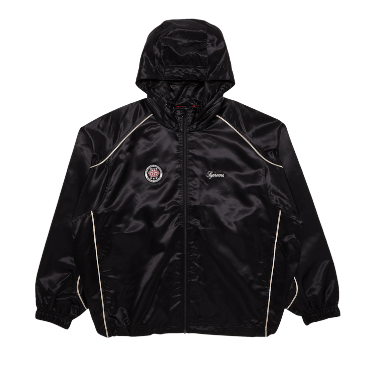 Supreme Satin Hooded Track Jacket Black