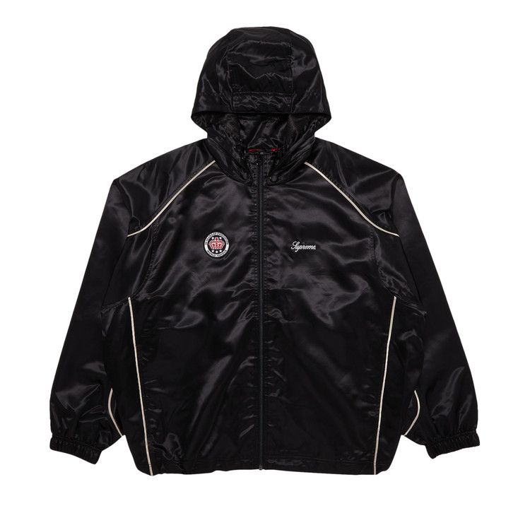 Supreme Satin Hooded Track Jacket Black