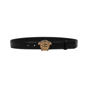 Versace La Medusa Leather Belt Black/Gold