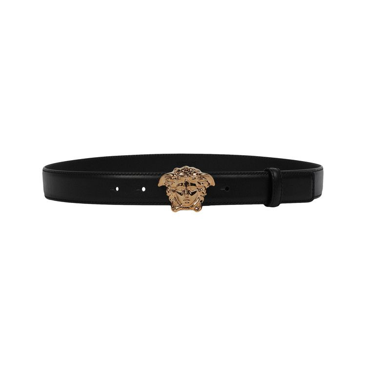 Versace La Medusa Leather Belt Black/Gold