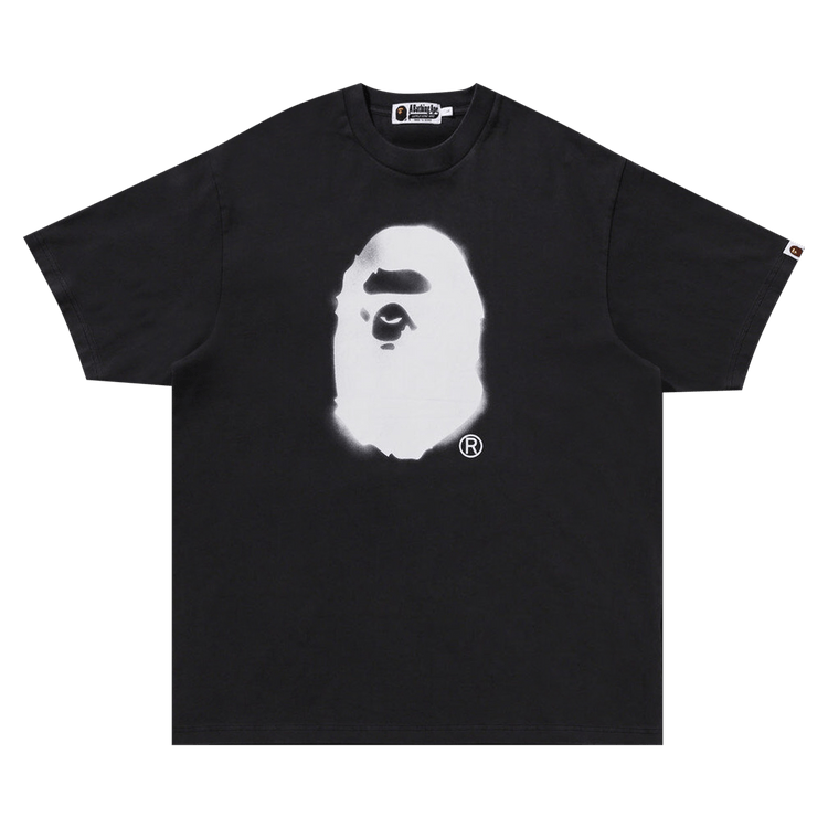 BAPE Spray Ape Head Garment Dyed Relaxed Fit T-Shirt Black
