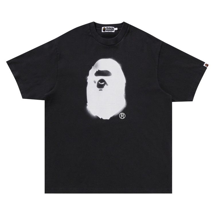 BAPE Spray Ape Head Garment Dyed Relaxed Fit T-Shirt Black