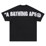 BAPE Spray Ape Head Garment Dyed Relaxed Fit T-Shirt Black