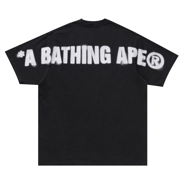 BAPE Spray Ape Head Garment Dyed Relaxed Fit T-Shirt Black