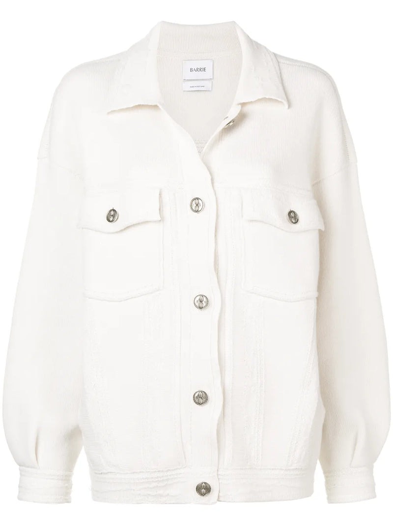 contrast-stitching denim-effect jacket