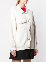 contrast-stitching denim-effect jacket