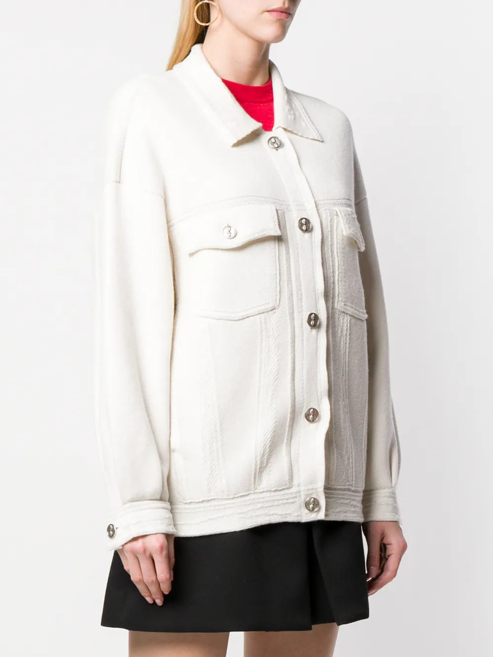 contrast-stitching denim-effect jacket