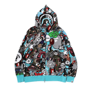 BAPE Comic Art Shark Zip Hoodie Multicolor