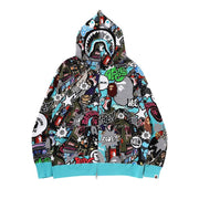 BAPE Comic Art Shark Zip Hoodie Multicolor