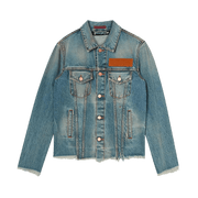 Palm Angels Palm Tree Embroidered Denim Jacket Blue