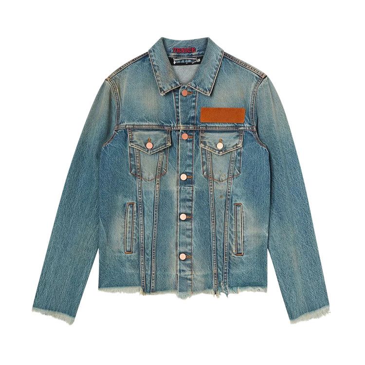 Palm Angels Palm Tree Embroidered Denim Jacket Blue
