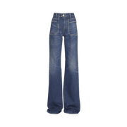 Balmain High Waisted Flared Jeans Blue
