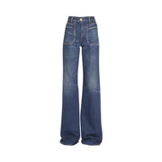 Balmain High Waisted Flared Jeans Blue