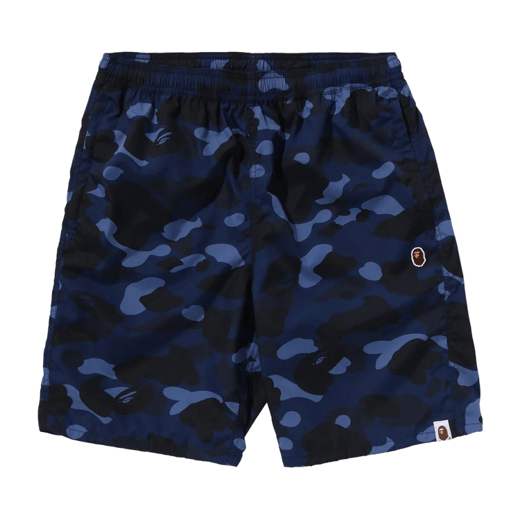 BAPE Color Camo Ape Head One Point Beach Shorts Navy