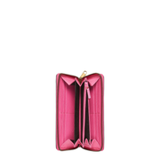 Pebbled Leather Logo Print Zip Wallet Pink