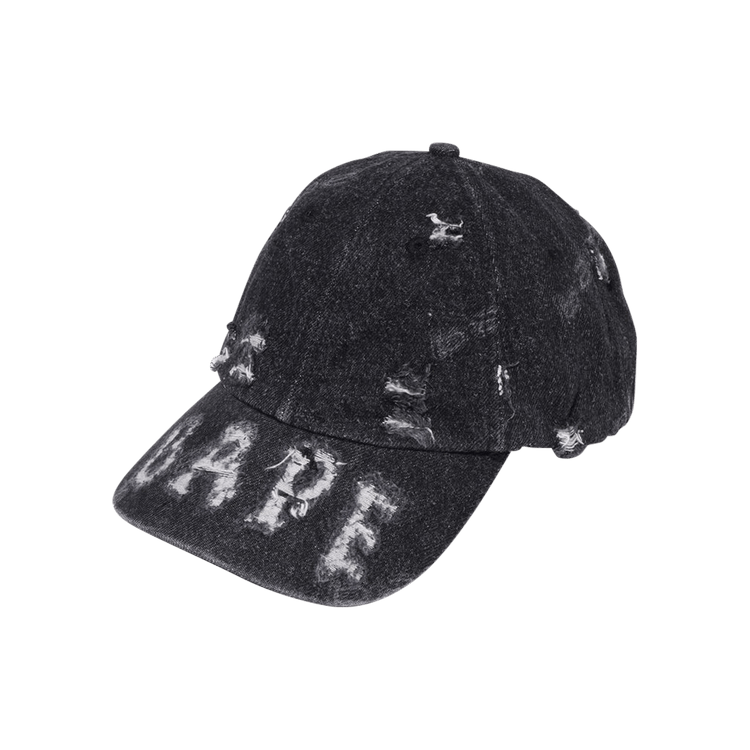 BAPE Denim Distressed Logo Cap Black