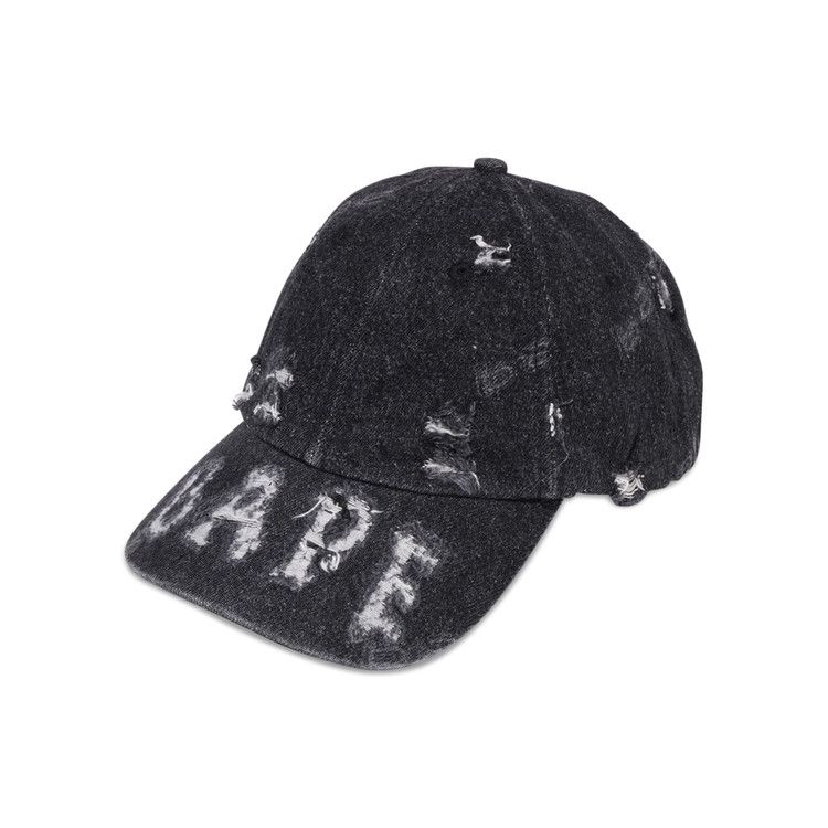 BAPE Denim Distressed Logo Cap Black