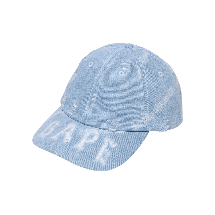 BAPE Denim Distressed Logo Cap Light Indigo