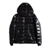 Moncler Bady Hooded Shiny Full Zip Jacket Black