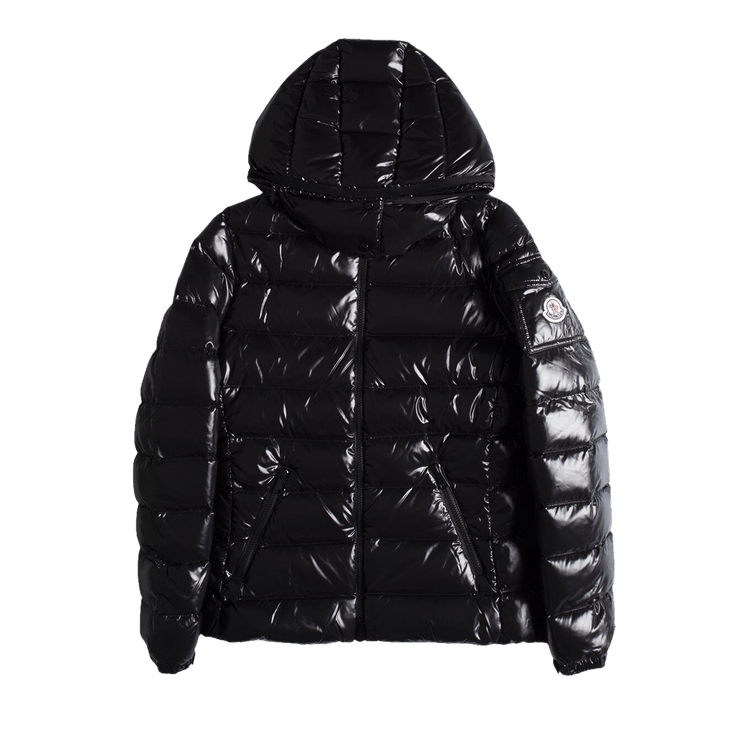 Moncler Bady Hooded Shiny Full Zip Jacket Black
