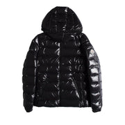 Moncler Bady Hooded Shiny Full Zip Jacket Black