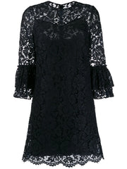 flared floral lace mini dress