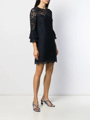 flared floral lace mini dress
