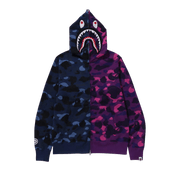 BAPE Color Camo Separate Shark Full Zip Hoodie Navy/Purple
