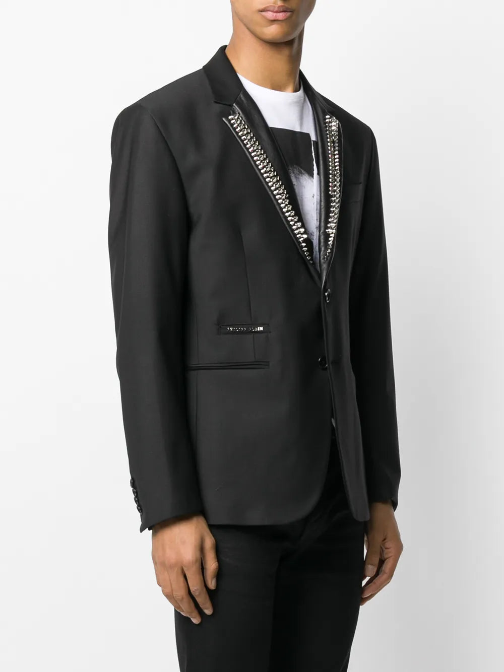 stud embellished tuxedo blazer